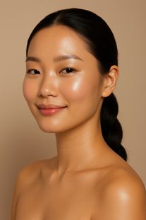 Asiatische Beauty mit perfektem Glow und makelloser Porzellanhaut