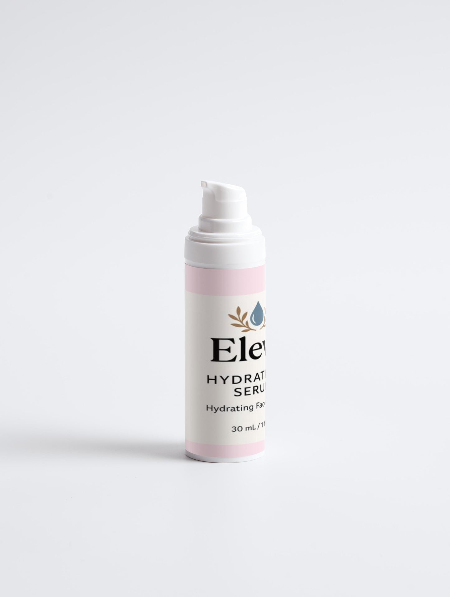 Hydrating Serum Flasche in einem weißen Hintergrund. Das Serum lässt dich Jung und Frisch aussehen. Mildert Unreinheiten und leichte Fältchen.