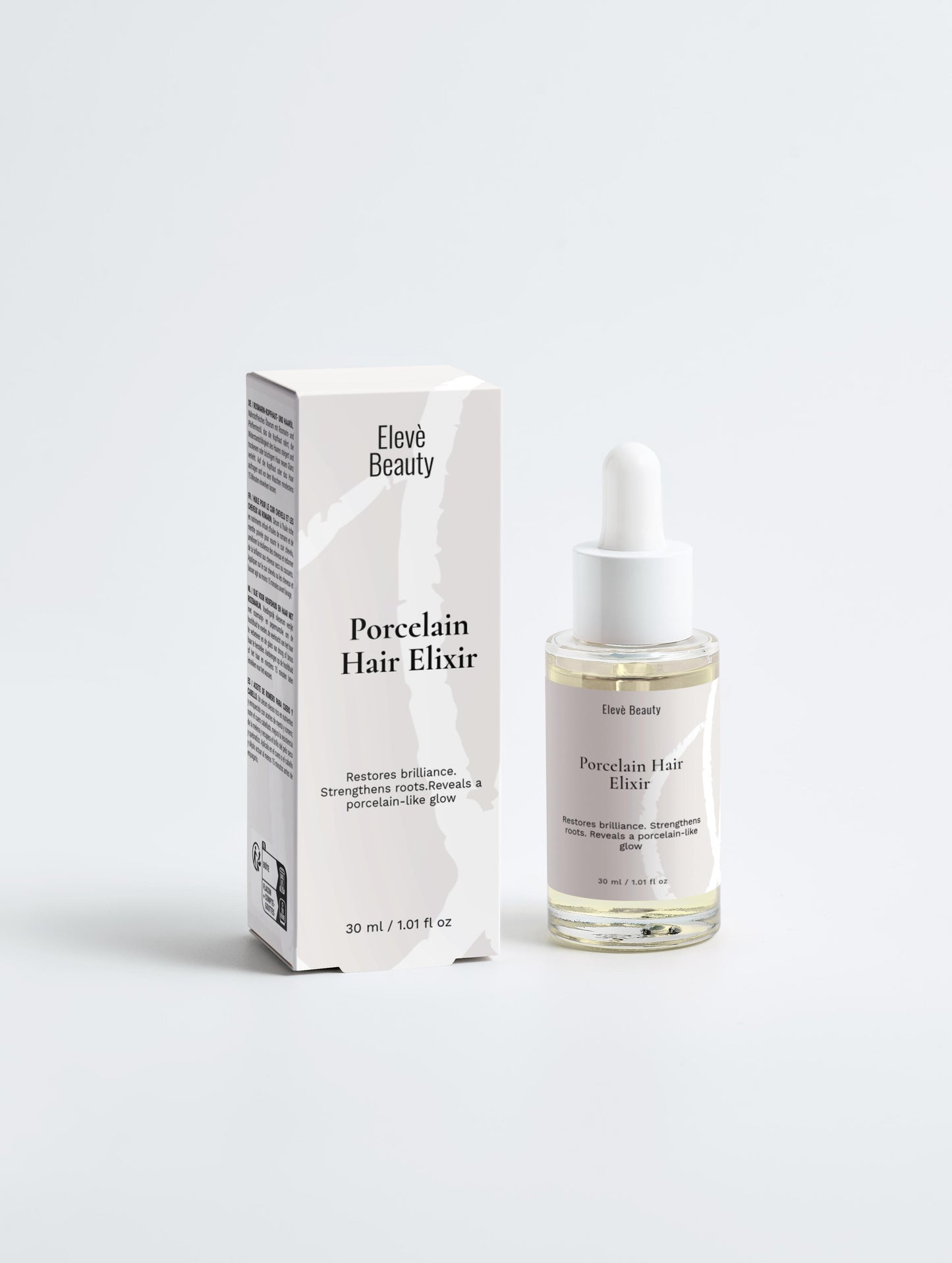 Elevè Porcelain Hair Elixir - luxuriöses Haaröl für seidigen Glanz und gepflegte Längen. Haare wie Seide.