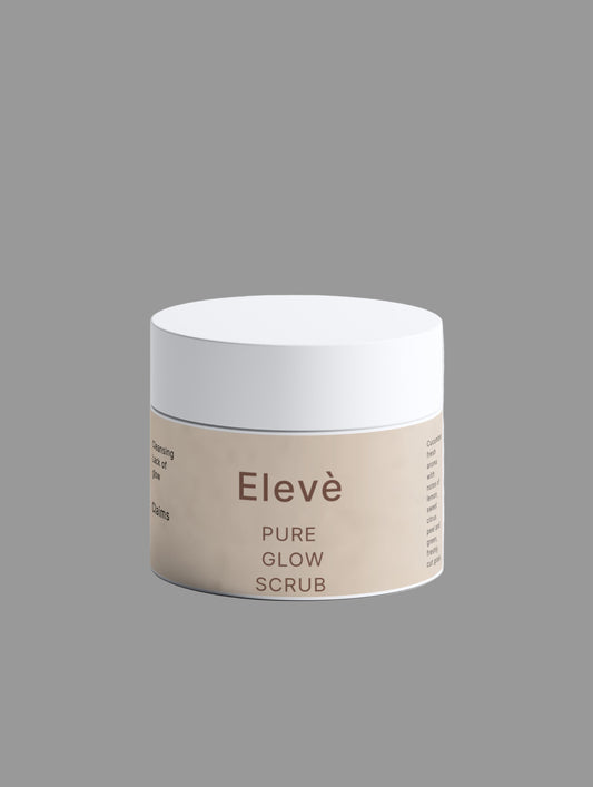 Elevè Pure Glow Scrub - luxuriöses Gesichts- und Körperpeeling mit Vulkansand für porentief reine Haut und strahlenden Glow. Für ein jugendliches, verfeinertes Hautbild. 
Das Elevè Pure Glow Scrub bereitet deine Haut perfekt auf dein Make-up vor- für einen ebenmäßigen, strahlenden Teint, der den ganzen Tag hält. 