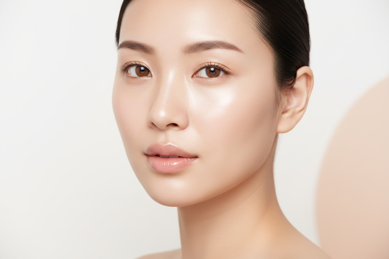 asiatische frau mit glowy skin 